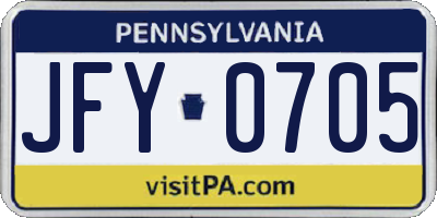 PA license plate JFY0705