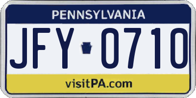 PA license plate JFY0710