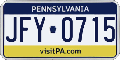 PA license plate JFY0715