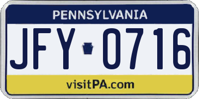 PA license plate JFY0716