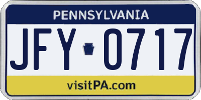 PA license plate JFY0717