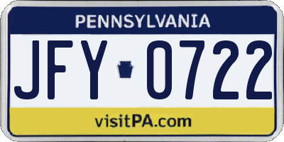 PA license plate JFY0722