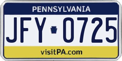 PA license plate JFY0725