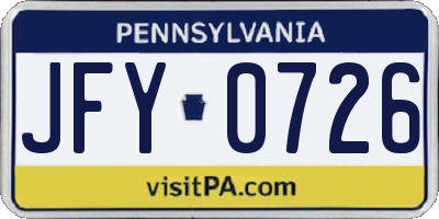 PA license plate JFY0726