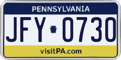 PA license plate JFY0730