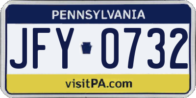 PA license plate JFY0732