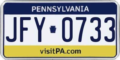 PA license plate JFY0733