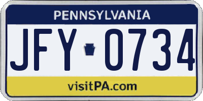 PA license plate JFY0734