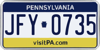 PA license plate JFY0735