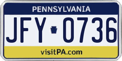 PA license plate JFY0736