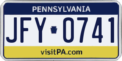 PA license plate JFY0741