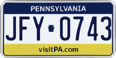 PA license plate JFY0743
