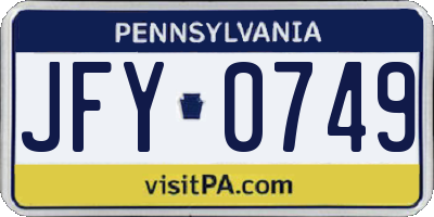 PA license plate JFY0749