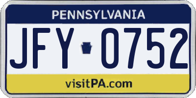 PA license plate JFY0752