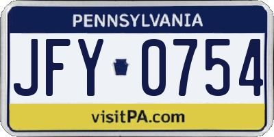 PA license plate JFY0754