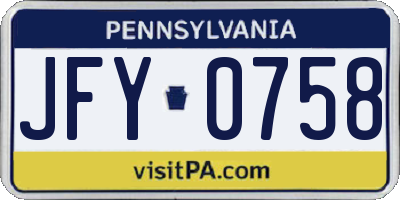 PA license plate JFY0758