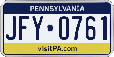 PA license plate JFY0761