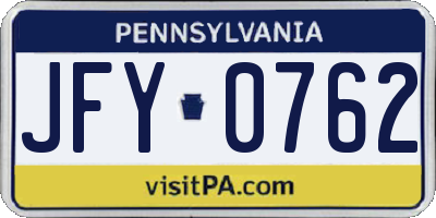PA license plate JFY0762
