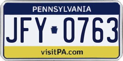 PA license plate JFY0763