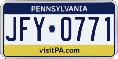 PA license plate JFY0771