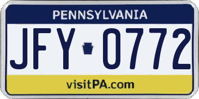 PA license plate JFY0772