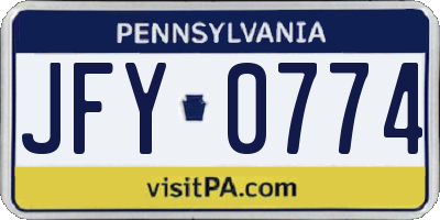 PA license plate JFY0774