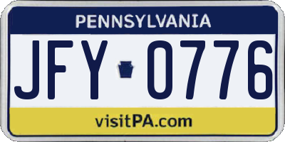 PA license plate JFY0776