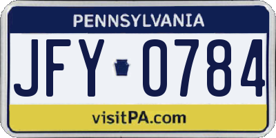 PA license plate JFY0784