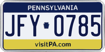 PA license plate JFY0785
