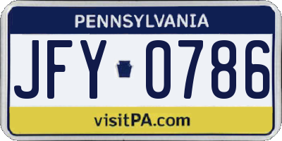 PA license plate JFY0786