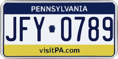PA license plate JFY0789