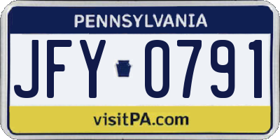 PA license plate JFY0791