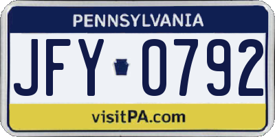 PA license plate JFY0792