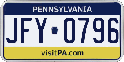 PA license plate JFY0796