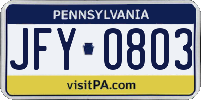 PA license plate JFY0803