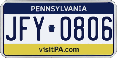 PA license plate JFY0806