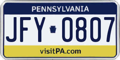 PA license plate JFY0807