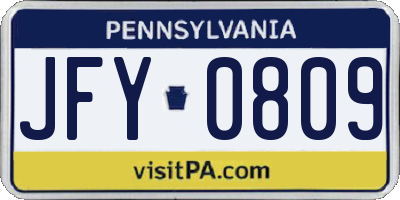 PA license plate JFY0809