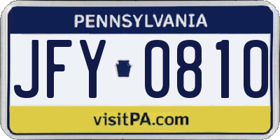 PA license plate JFY0810