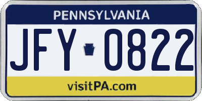 PA license plate JFY0822