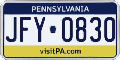 PA license plate JFY0830