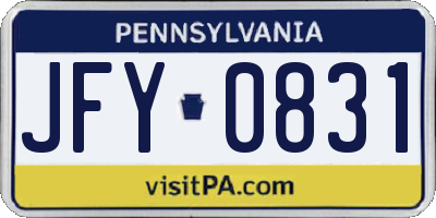 PA license plate JFY0831