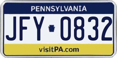 PA license plate JFY0832