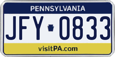 PA license plate JFY0833