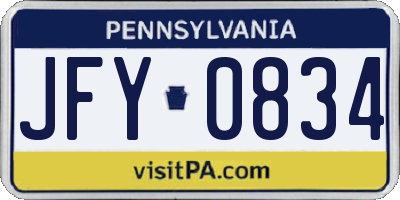PA license plate JFY0834