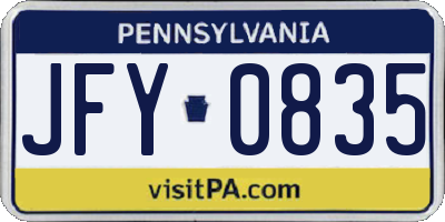 PA license plate JFY0835