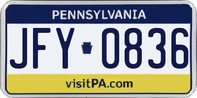 PA license plate JFY0836