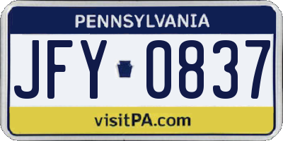PA license plate JFY0837