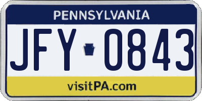 PA license plate JFY0843