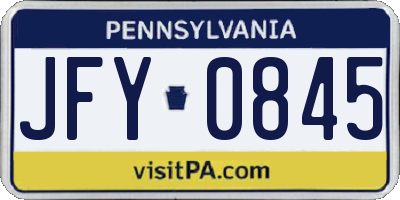 PA license plate JFY0845